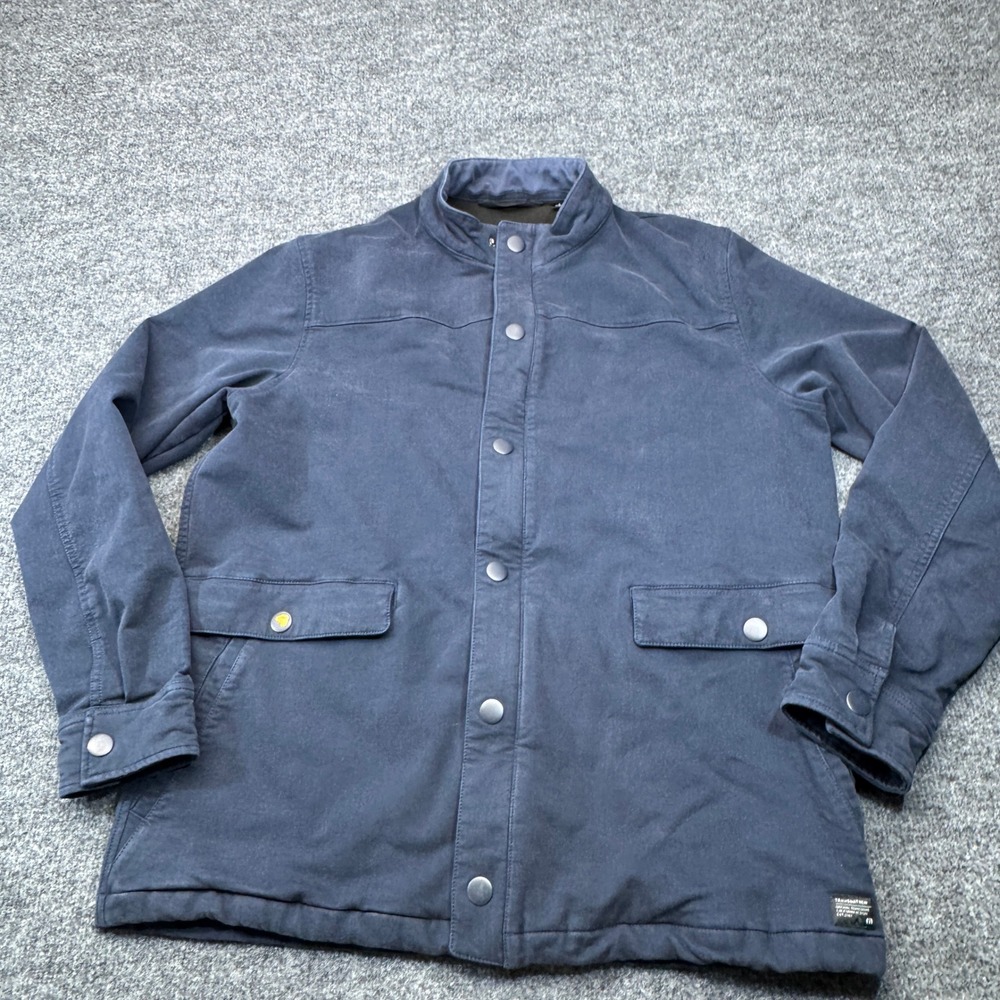 Travis Mathew Jacket Men Large Blue Full Zip Snap Fleece Lined Utility Barn Coat